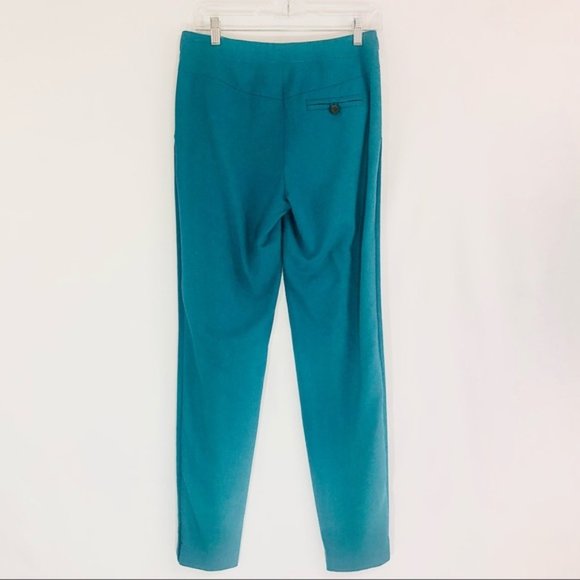 Magaschoni Wool Blend Silk Trim Tuxedo Dress Trouser in Absinthe (Teal), Size 4 - Picture 2 of 10